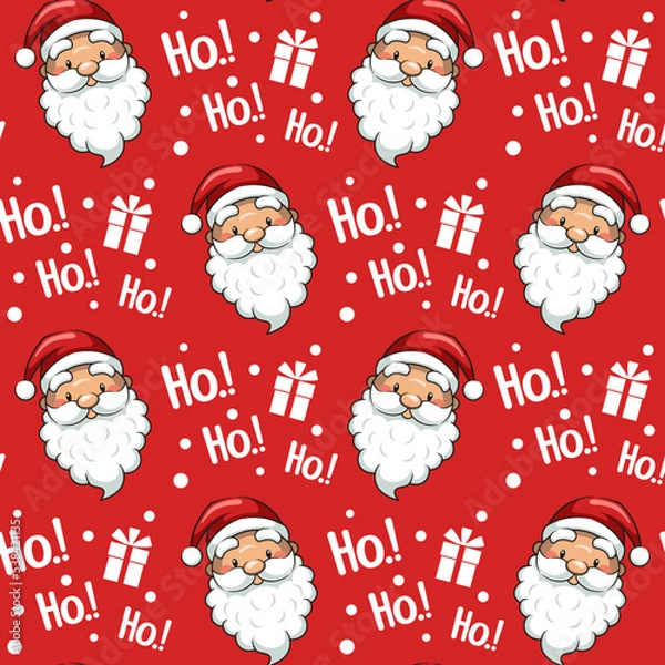 Obraz Seamless Pattern Christmas Head Santa Claus