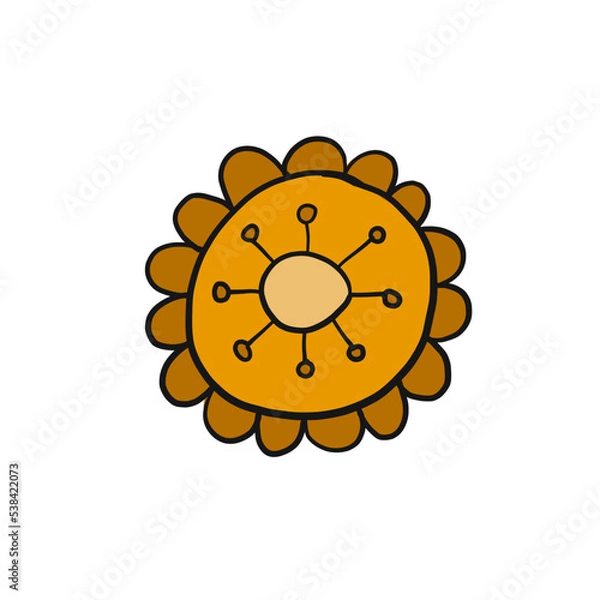 Fototapeta Art Flower isolated on white. Scandinavian folk style ornament