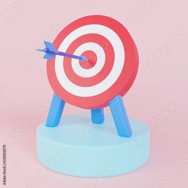 Fototapeta 3d model of the target. Business goal. Financial success.  Computer graphics.