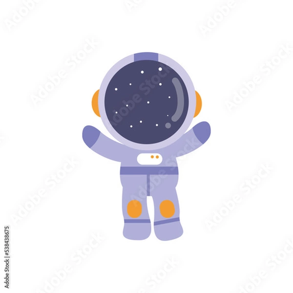 Fototapeta illustration vector graphic happy astronaut kid the galaxy explorer. Cute happy cartoon children character in spacesuit with special helmet.