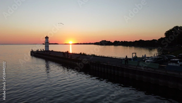 Fototapeta Lachine (QC) lighthouse sunset view