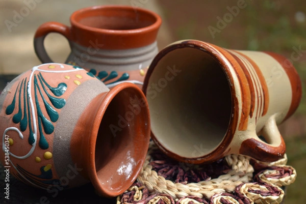 Obraz Mexican clay crafts - Decorated cups