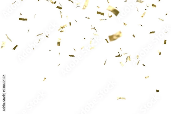 Fototapeta Golden confetti falling down isolated on transparent background.