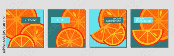 Obraz Citrus  square background vector templates. Vector background for banner, poster, Web and packaging.