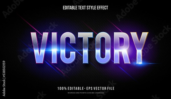 Obraz Futuristic blue and purple color title text style effect. Editable font style. Vector Illustration.