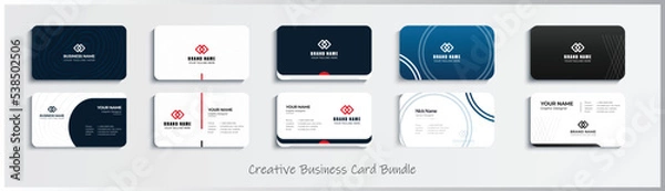 Fototapeta set modern creative business card template. clean business card simple layout corporate business name card. flat template black dark white colours luxury background gradient print template card. 