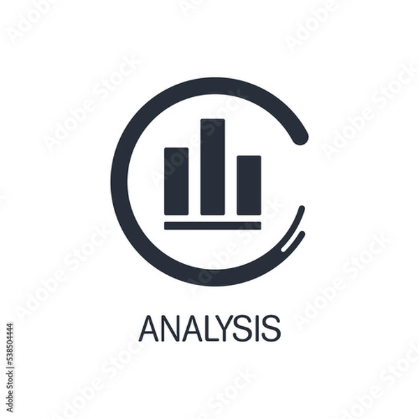 Fototapeta Processing and analysis of information.   Vector linear icon, illustration isolated on white background.