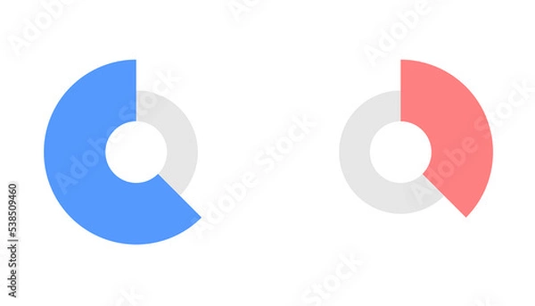 Fototapeta 二択の選択肢の円グラフ　イラスト素材セット