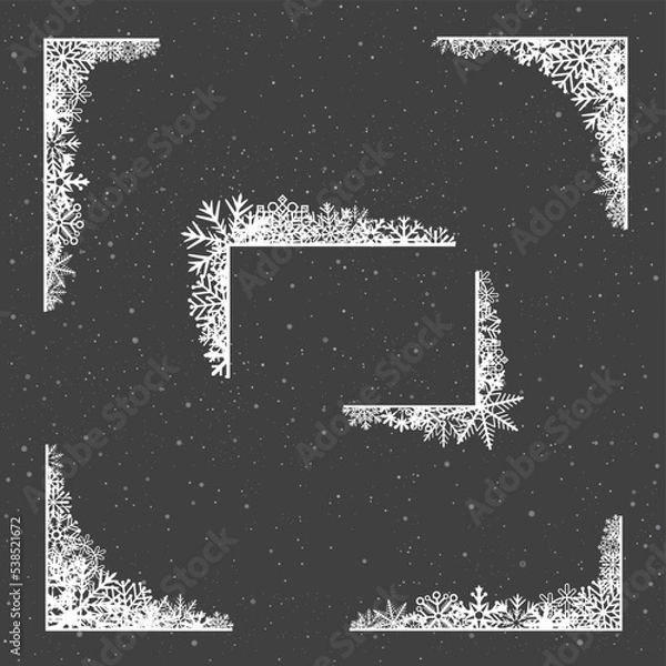 Obraz Winter Christmas snowflakes corner set