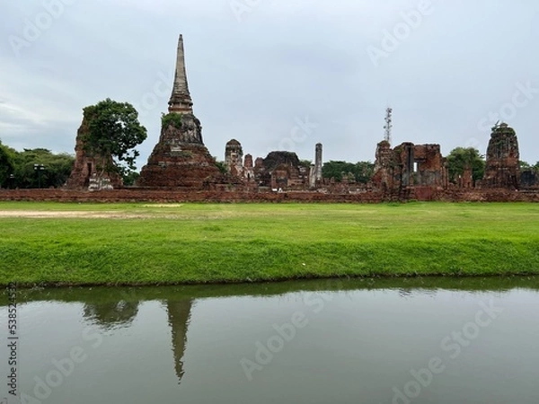 Obraz The portrait of big entrance in Jadi where the famous place for Thai and Foreigner love to visit at history temple on October 15,2022 in Ayutthaya,Thailand