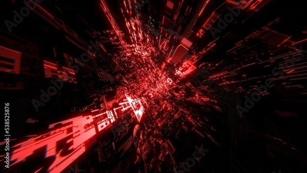 Fototapeta VJ トンネル サイバー SF メカニカル 赤 [別Verあり]