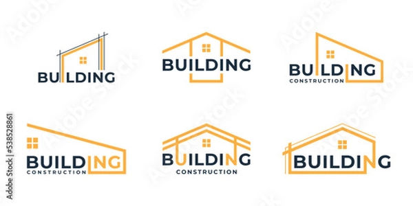 Fototapeta set of building construction logo design template. Building architecture logo collection.