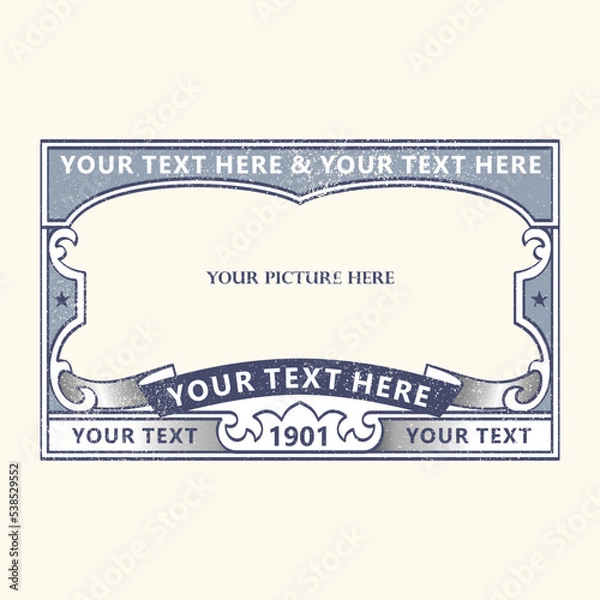 Fototapeta 1900s Classic Stamp Vector Frame 3