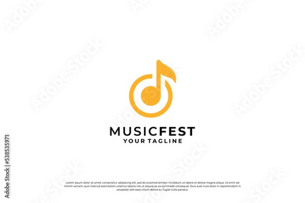 Fototapeta Music studio logo, music player icon symbol.