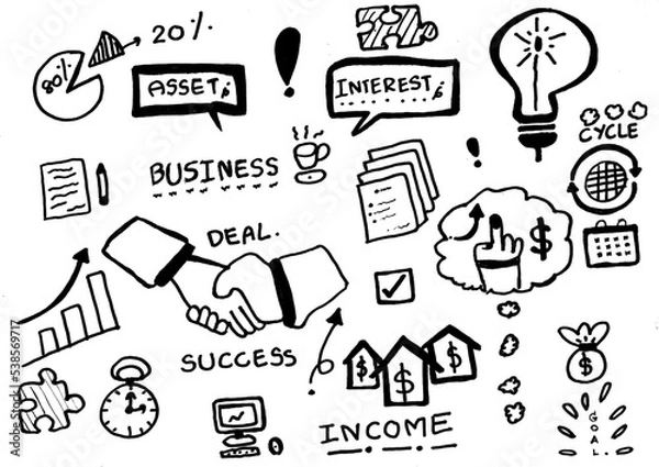 Fototapeta Hand drawing of business icon in cartoon character