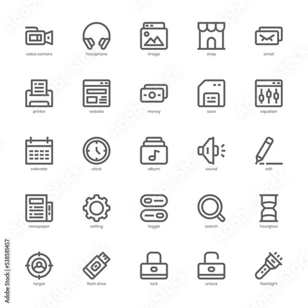 Obraz Essential Element icon pack for your website, mobile, presentation, and logo design. Essential Element icon outline design. Vector graphics illustration and editable stroke.