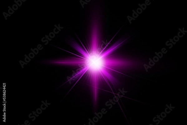 Fototapeta Realistic lens flare lights effect on black background