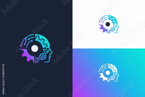 Fototapeta abstract AI tech logo vector