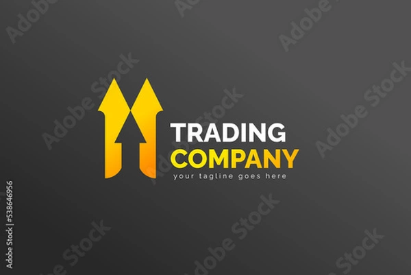 Fototapeta Simple Modern Isolated Trading Logo Template. In White and Yellow Color. For your trading company, business, brand, and many more
