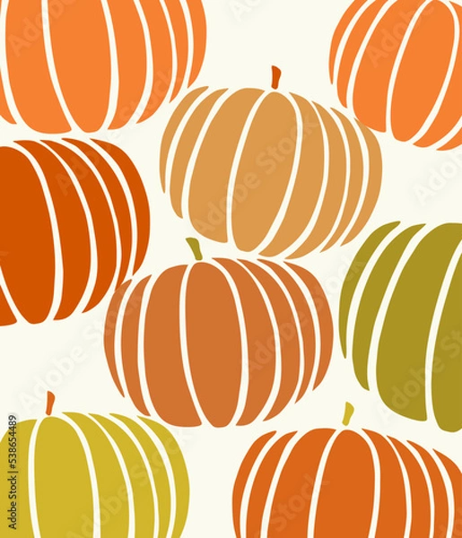Fototapeta Modern design with pumpkins on cream background.