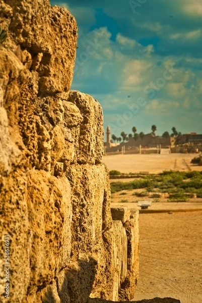 Obraz Caesarea is a magnificent site, a national park where amazing ancient harbor ruins, beautiful beaches, and impressive modern residences 