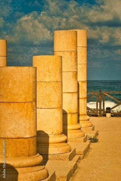 Obraz Caesarea is a magnificent site, a national park where amazing ancient harbor ruins, beautiful beaches, and impressive modern residences 