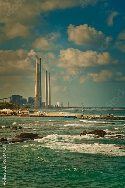 Obraz Caesarea is a magnificent site, a national park where amazing ancient harbor ruins, beautiful beaches, and impressive modern residences 