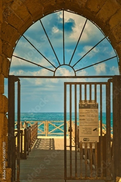 Obraz Caesarea is a magnificent site, a national park where amazing ancient harbor ruins, beautiful beaches, and impressive modern residences 