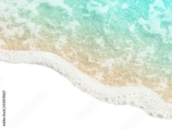 Fototapeta Soft waves of ocean water isolated on transparent background. PNG photo file