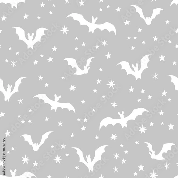 Fototapeta Vector seamless pattern with bats and stars. Halloween design for wrappings, textile, wallpaper and backgrounds.