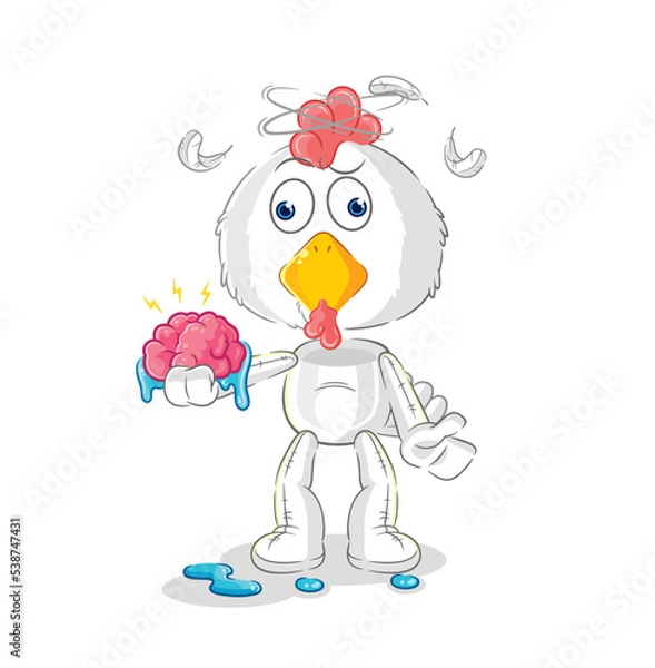 Fototapeta chicken no brain vector. cartoon character