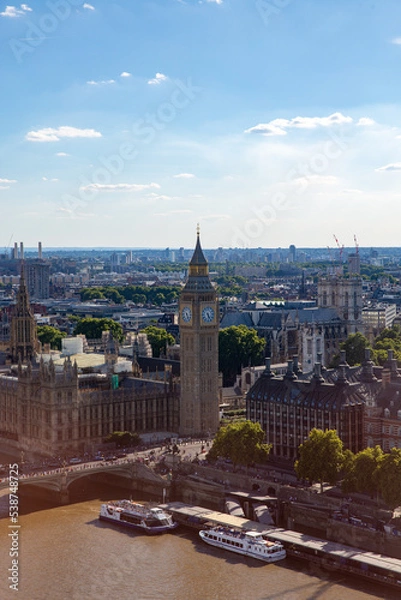 Fototapeta aerial view of big ben in london skyline