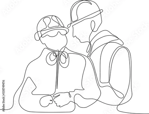 Fototapeta construction manager and engineer working on building site. Vector illustration