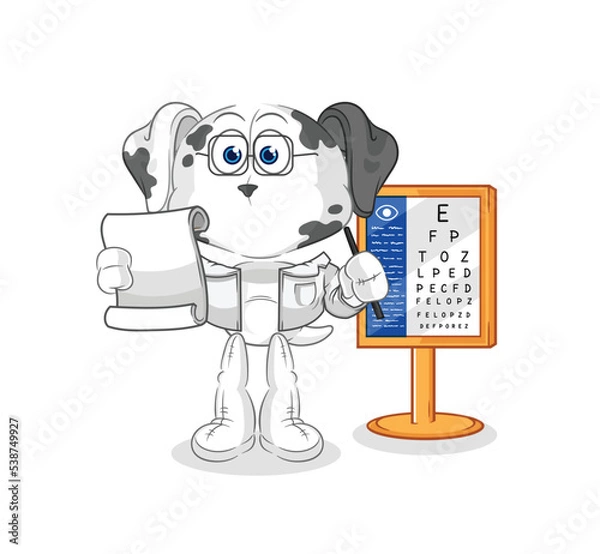 Fototapeta dalmatian dog oculist cartoon. cartoon mascot vector