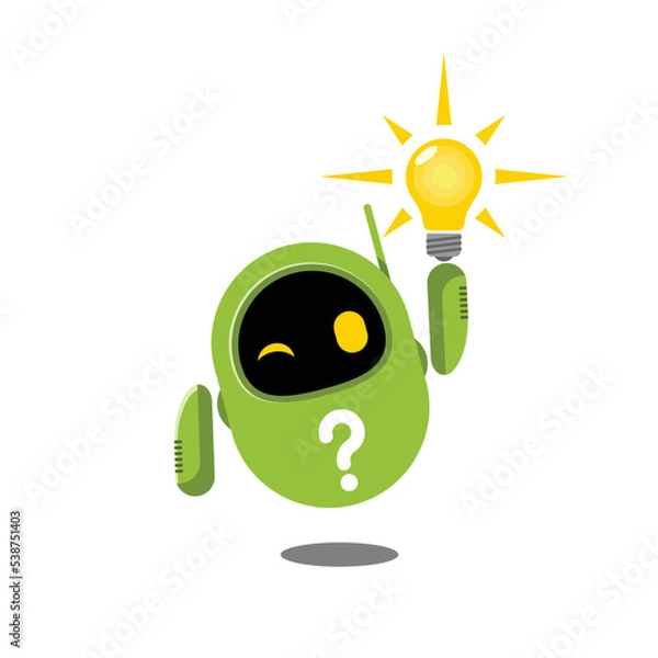 Fototapeta Happy robot get solution.