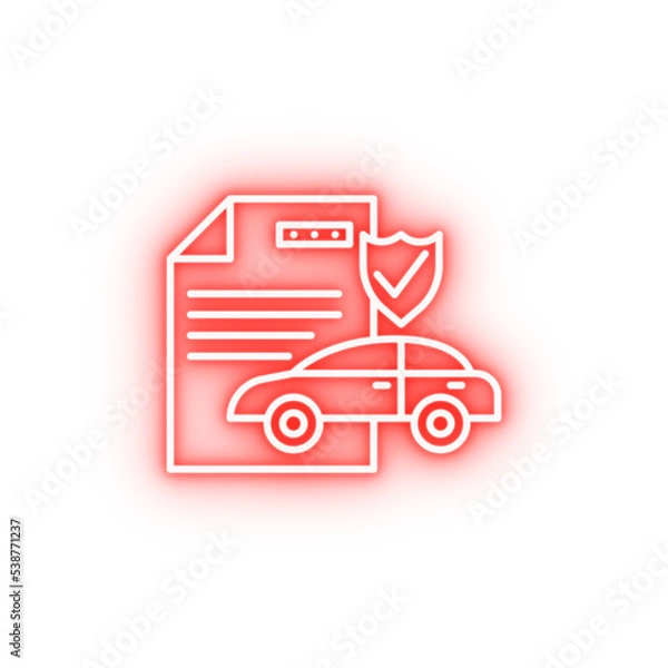 Obraz Car insurance neon icon