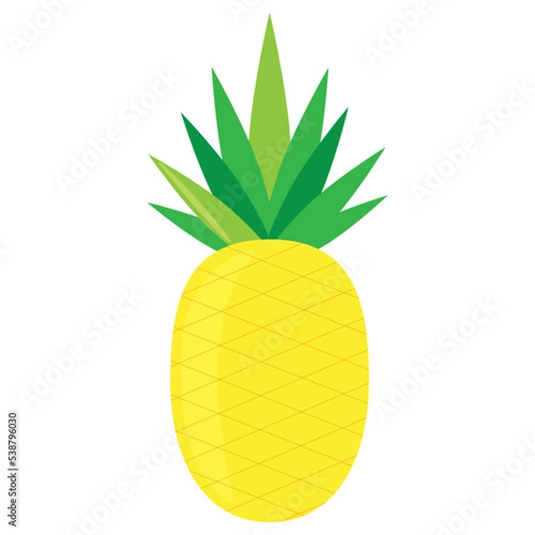 Fototapeta Pineapple cartoon vector isolated on a white background.