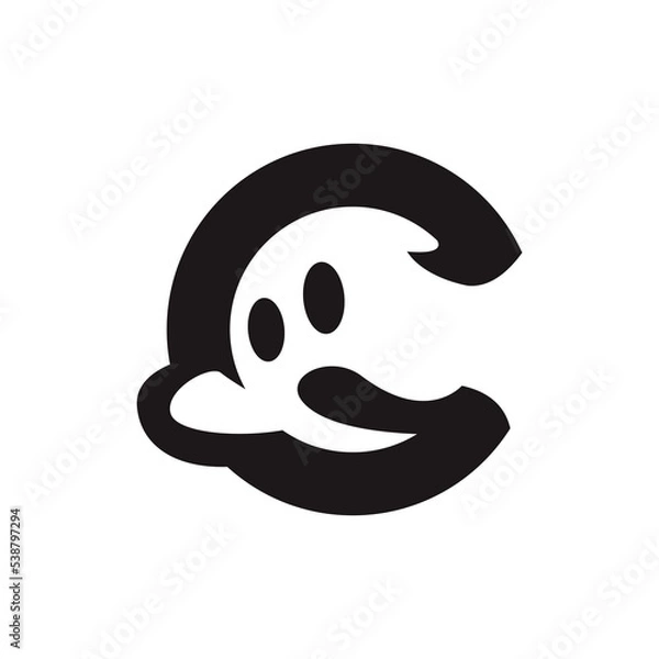 Obraz Ghost logo design with letter C. Ghost logo design