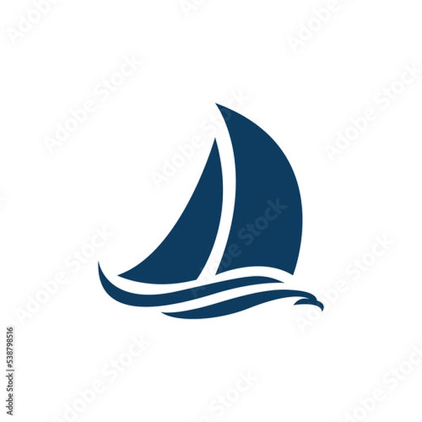 Obraz Sailing boat logo design with symbol eagle