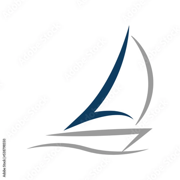 Obraz Sailing boat logo design. Minimalist boat logo design