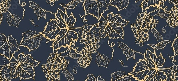 Obraz Seamless pattern with bunch of grapes