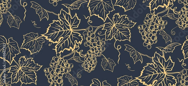 Obraz Seamless pattern with bunch of grapes