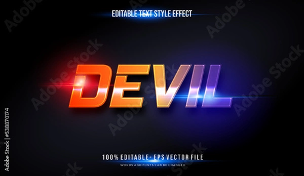 Obraz shiny chrome gradient vibrant color text style effect. Editable vector fonts