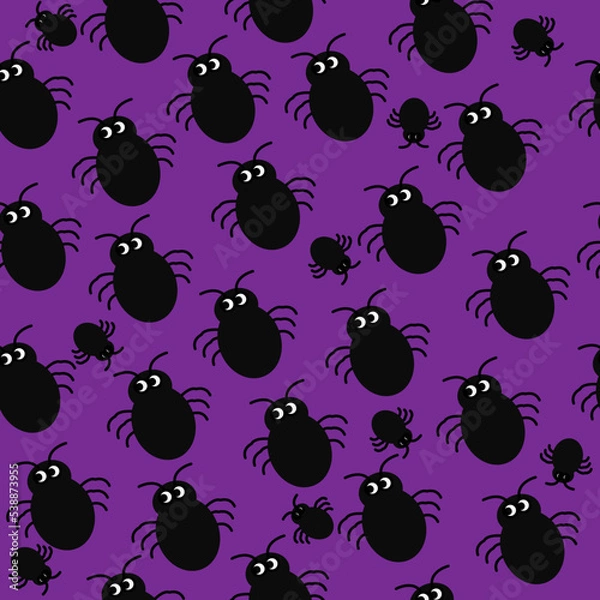 Fototapeta spiders happy halloween holiday autumn purple background pattern