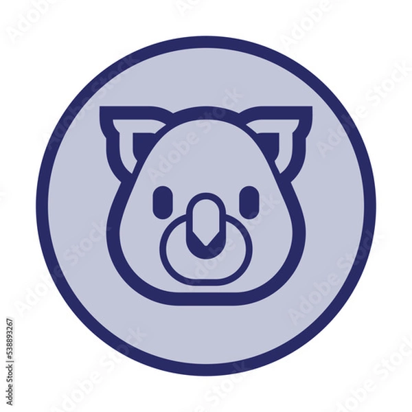 Fototapeta Popular editable animal icon. In round colorful vector icon.  Small or big mouse, chicken, cat, dog, pig, elephant, camel, frog, bear, koala, bull, panda, wolf, rabbit