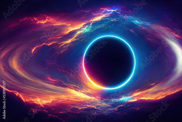 Fototapeta Galactic Deep Space Halo. Stunning Landscape of Universe. Cosmos Nebula Concept Art. Glow Stardust and Blackhole. 3D Illustration. 