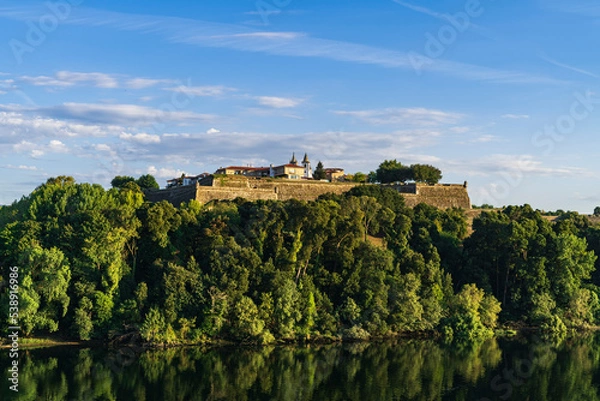 Fototapeta View from the border bridge of the Valença Do Minho Fortress and the river. Photography made in Tui, Pontevedra, Galicia, Spain.
