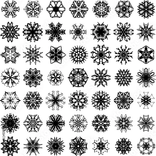 Obraz Many vector snowflakes on white