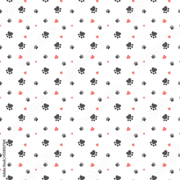 Fototapeta Seamless pattern cat paws footprint design background for wallpaper, wrapping, paper, and fabric. Vector illustration.	
