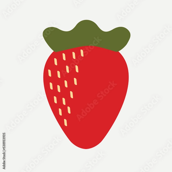 Fototapeta Flat strawberry image, vector isolated illustration